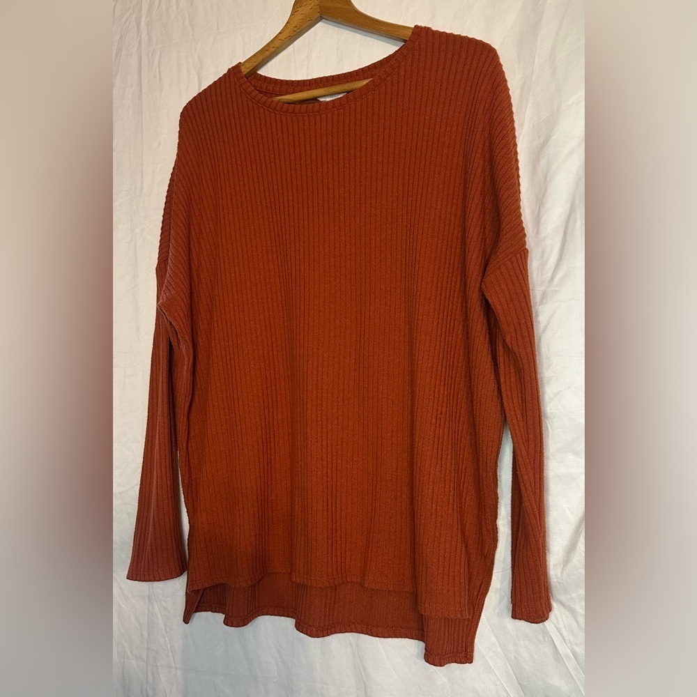 Time and Tru Women’s Burnt Orange Long Sleeve Pull On Shirt size Large (12-14) - Picture 3 of 10